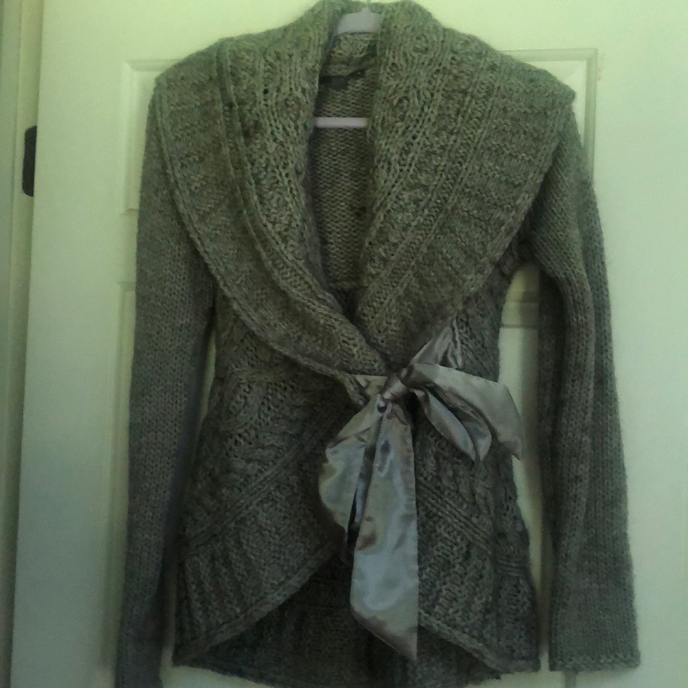 Tie waist grey cardigan